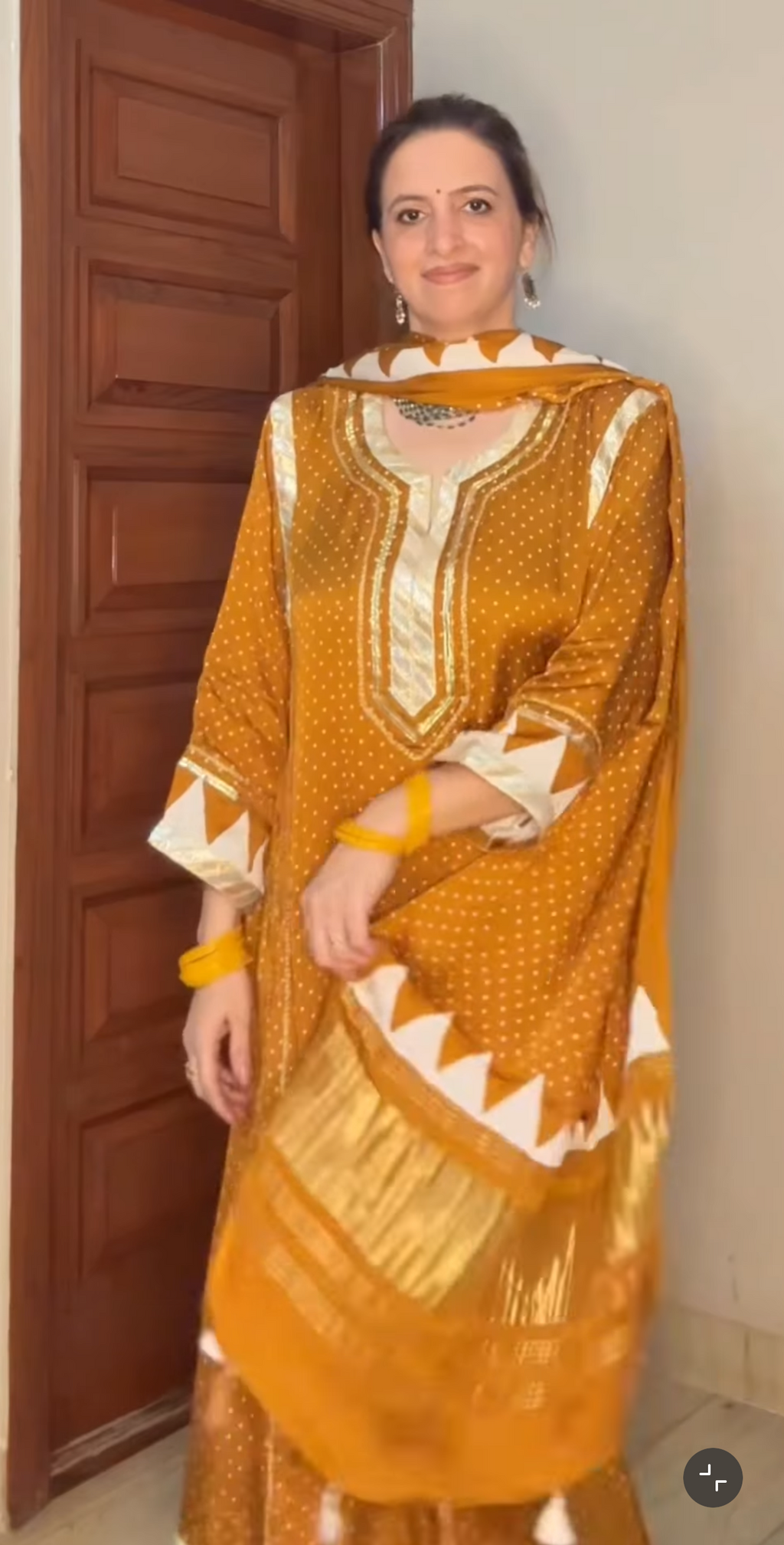 Mustard Gold Hand Block Unstitched Suit | 5m Fabric + 2.5m Dupatta